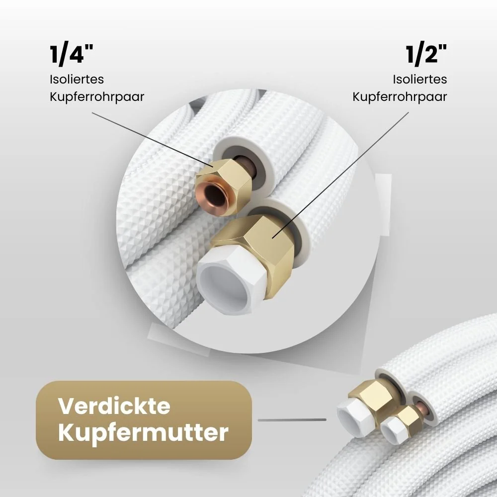 Kältebringer® 1-15m Kältemittelleitung 1/4“ + 1/2" Montage-Set für Split-Klimaanlage (5-adrig) - Image 6