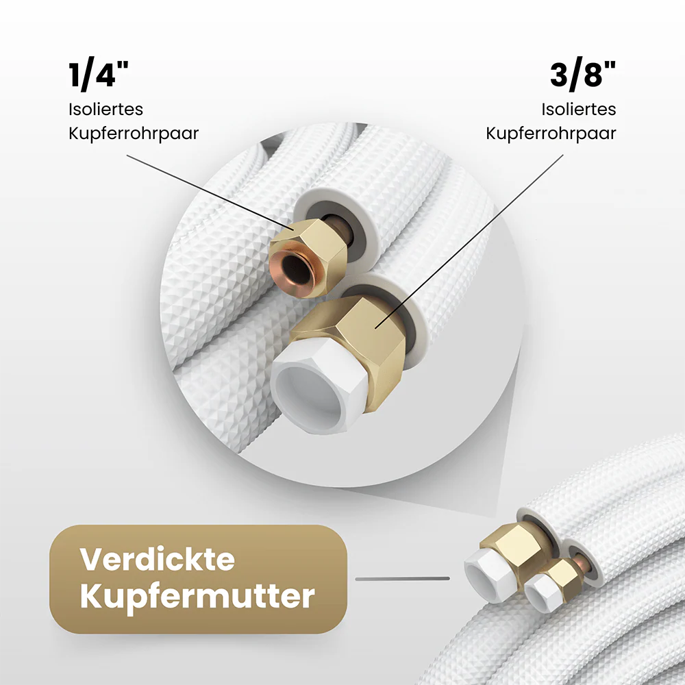 Kältebringer® 1-15m Kältemittelleitung 1/4“ + 3/8" Montage-Set für Split-Klimaanlage (4-adrig) - Image 6