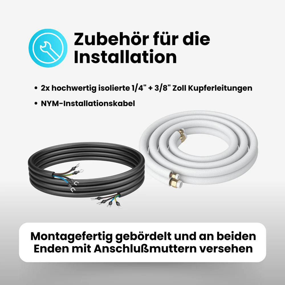 Kältebringer® 1-15m Kältemittelleitung 1/4“ + 3/8" Montage-Set für Split-Klimaanlage (4-adrig) - Image 7